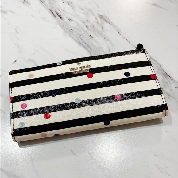kate spade Handbags - Black and White Stripe Kate Spade Wallet